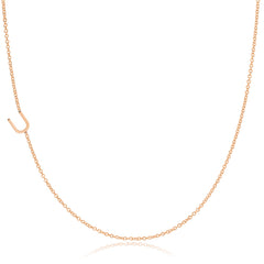 14k Gold Asymmetrical Letter Necklace - U