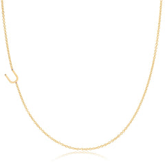 14k Gold Asymmetrical Letter Necklace - U