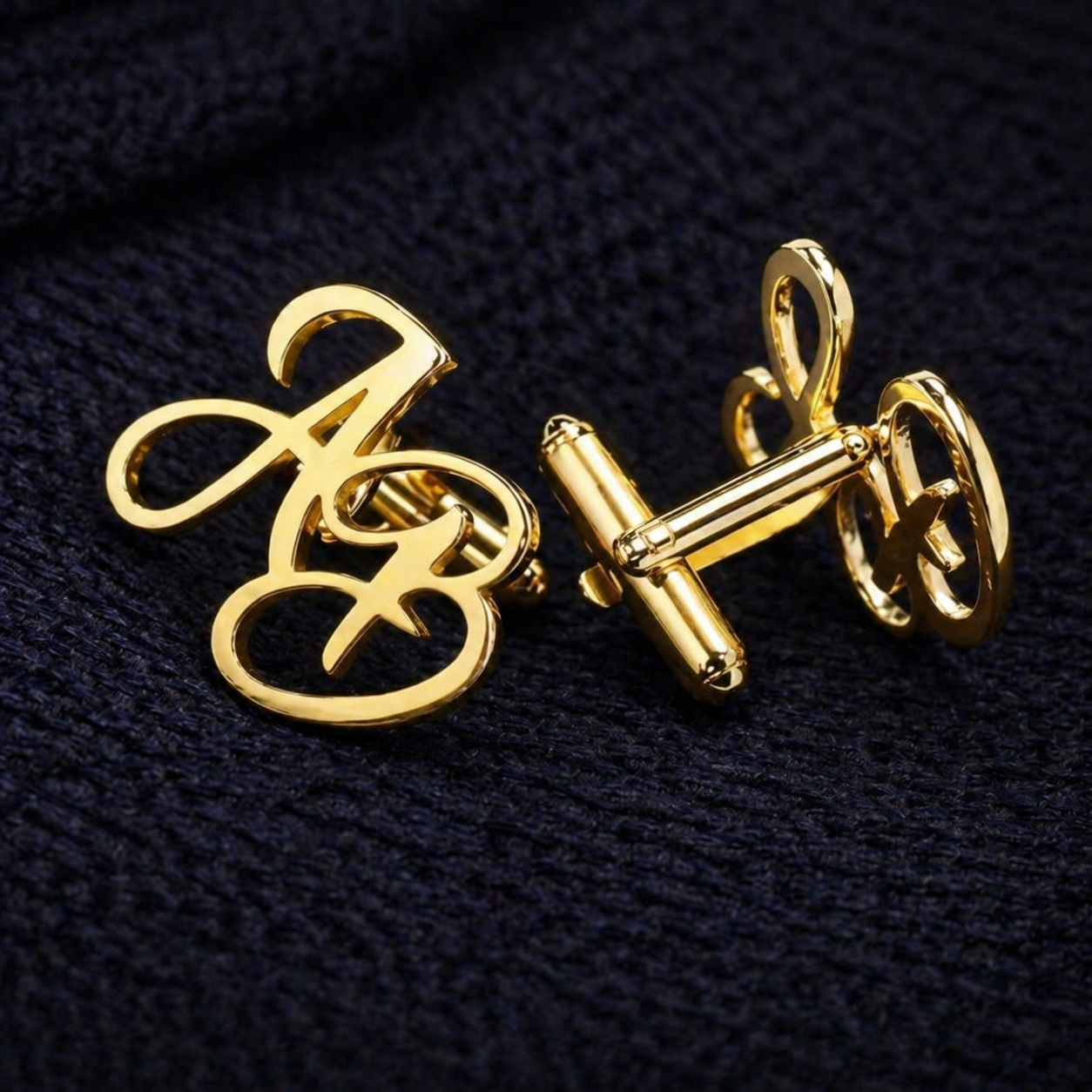 Personalized Interlocking Initial Cufflinks