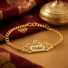 Customized Name Rakhi for Brother  Premium Brass Rakhi