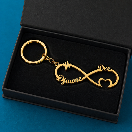 Infinity Couple Name Keychain