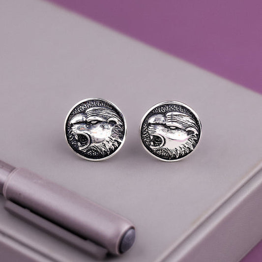 Silver Lion Emblem Cufflinks