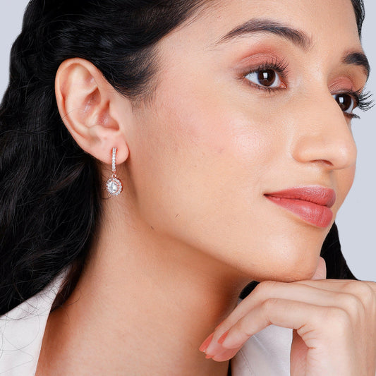 Rose Gold Zircon Drizzle Drop Earrings Earrings.