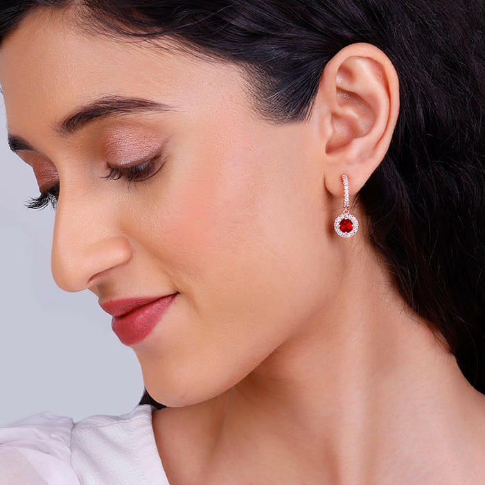 Rose Gold Red Drizzle Drop Earrings Earrings.