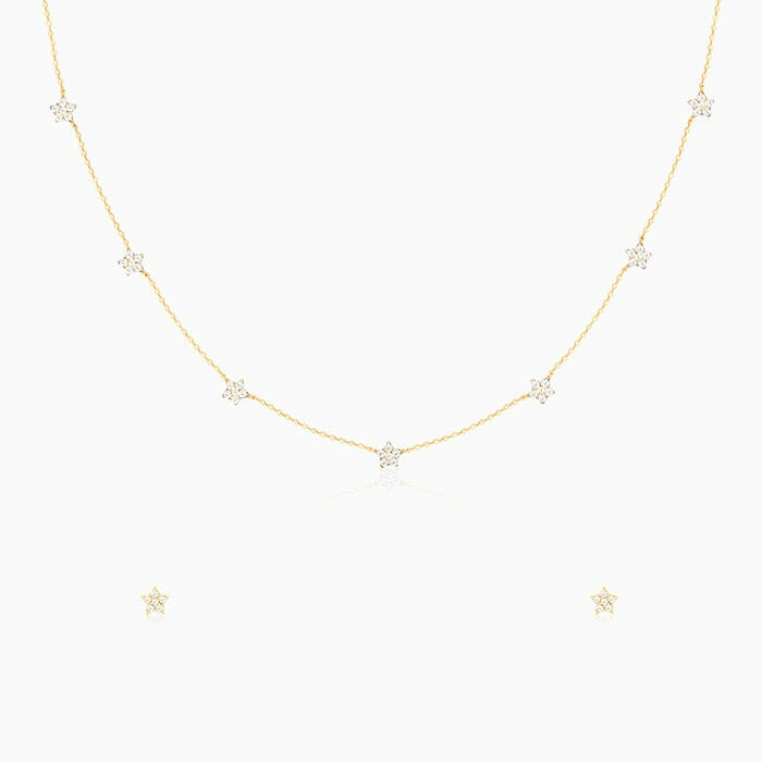 Golden Star Constellation Pendant Set Set.