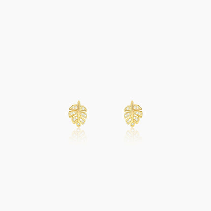 Golden Leaflet Stud Earrings Earrings.
