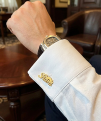 Personalized Name Cufflinks with Mustache Design