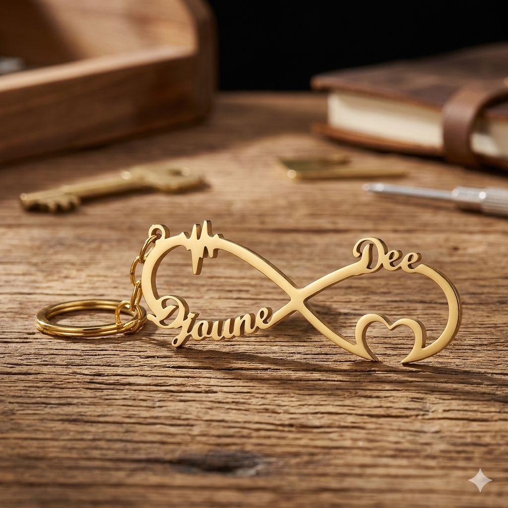 Infinity Couple Name Keychain