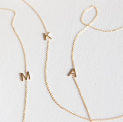 14k Gold Asymmetrical Letter Necklace - K