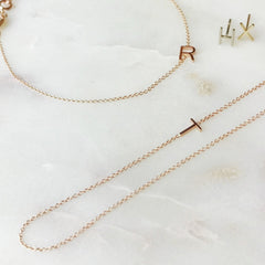 14k Gold Asymmetrical Letter Necklace - T
