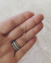 14k Gold Asymmetrical Letter Necklace - S