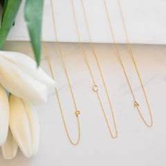 14k Gold Asymmetrical Letter Necklace - P