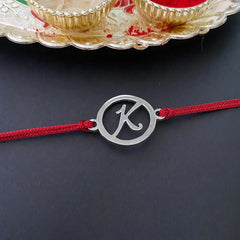 Silver Plated Personalized Initial Alphabet Rakhi for Brother