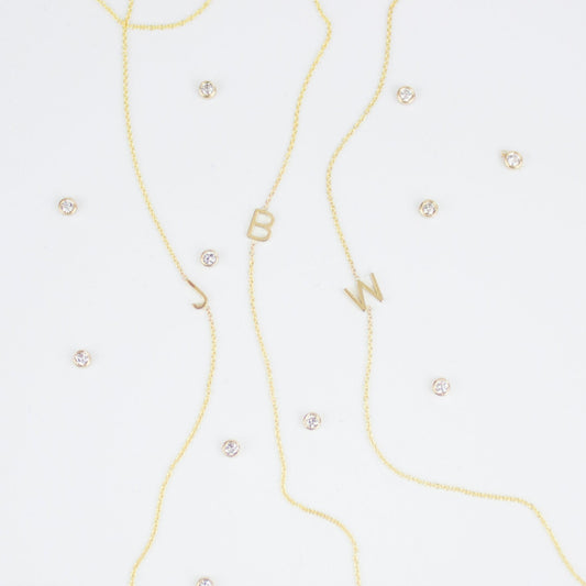 14k Gold Asymmetrical Letter Necklace - J