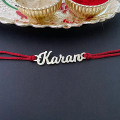 Silver Plated Personalized Custom Name Rakhi for Brother