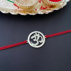 Silver Om Sacred Symbol Rakhi Gift for Raksha Bandhan