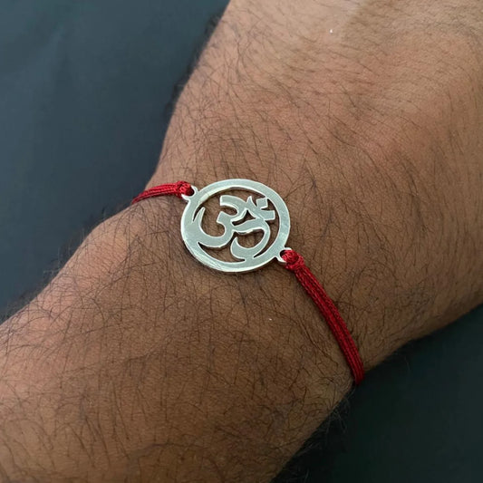 Silver Om Sacred Symbol Rakhi Gift for Raksha Bandhan