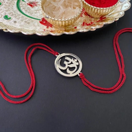 Silver Om Sacred Symbol Rakhi Gift for Raksha Bandhan