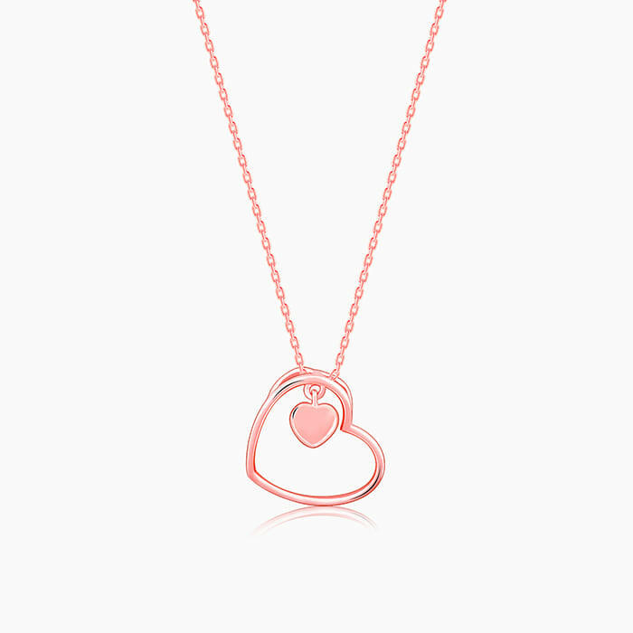 Rose Gold Heart Necklace Pendant.