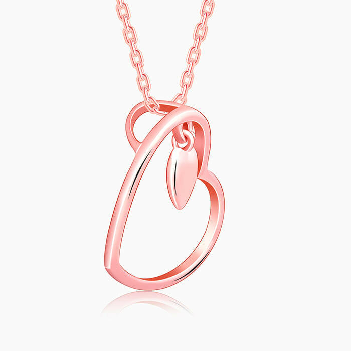 Rose Gold Heart Necklace Pendant.