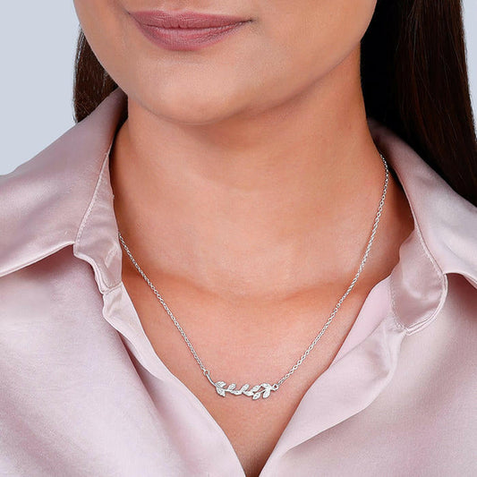 Anushka Sharma Silver Leaf Necklace Pendant.