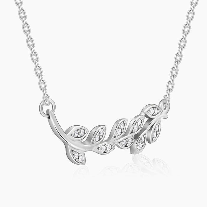Anushka Sharma Silver Leaf Necklace Pendant.