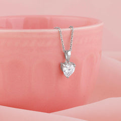 Silver Solitaire Heart  Pendant with Link Chain Pendant.