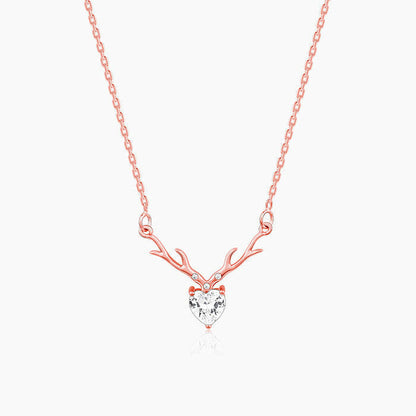 Rose Gold Deer Heart Necklace Pendant.
