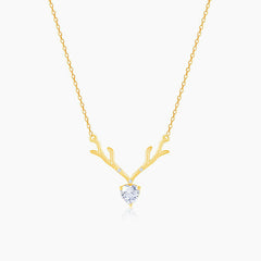 Golden Deer Heart Necklace Pendant.