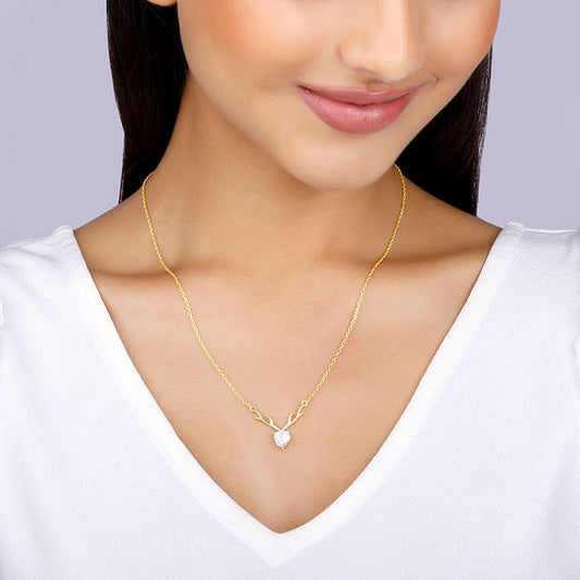 Golden Deer Heart Necklace Pendant.