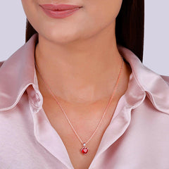 Rose Gold Loving in Red Pendant With Link Chain Pendant.