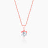 Rose Gold Solitaire Heart Pendant With Link Chain Pendant.