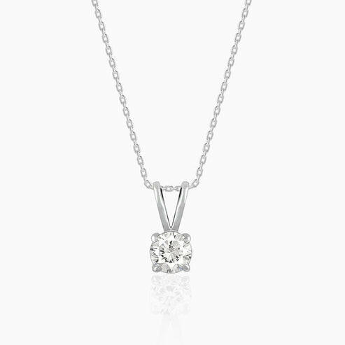 Silver Zircon Pendant with Link Chain Necklace.