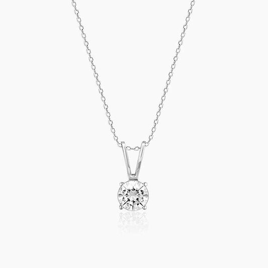 Silver Classic Vintage Solitaire Pendant Set.