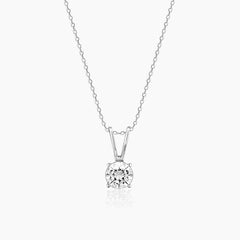 Silver Classic Solitaire Pendant Set.