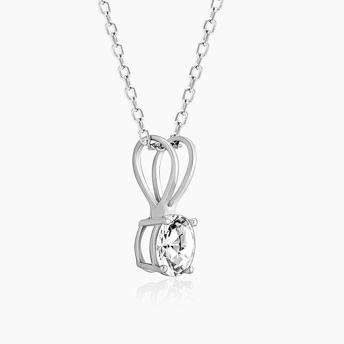 Silver Classic Solitaire Pendant Set.