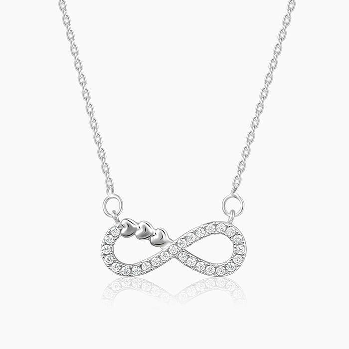 Silver Infinity Heart Necklace Pendant.
