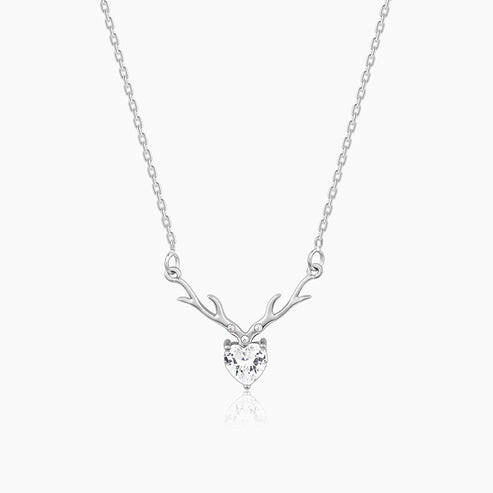 Silver Deer Heart Necklace Necklace.