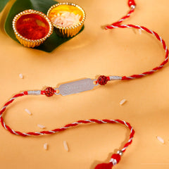 Silver Personalised Ganpati Name Rudraksh Rakhi