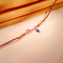 Rose Gold Personalised Name Nazar Battu Rakhi