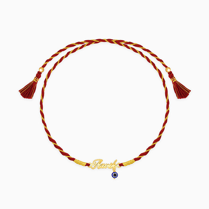 Golden Personalised Name Nazar Battu Rakhi