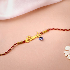 Golden Personalised Name Nazar Battu Rakhi