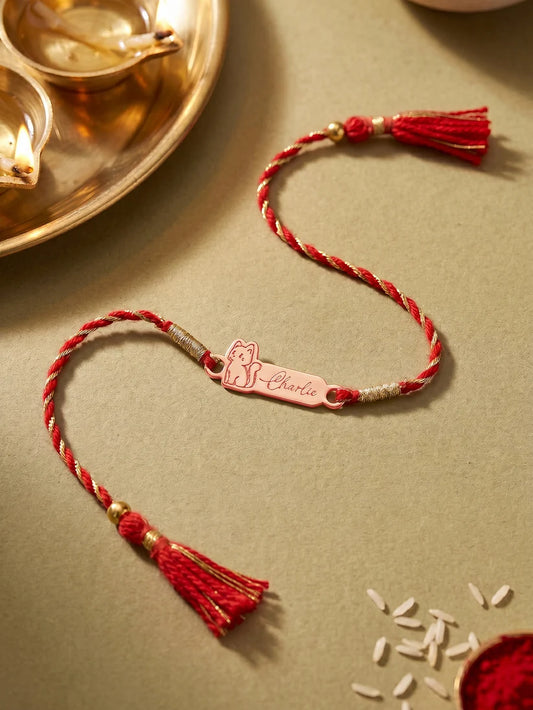 Personalized Rose Gold Cat Name Bracelet