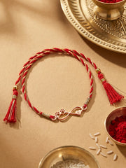 Personalized Rose Gold Infinity Paw Print Rakhi with Initial K Heart Charm for Brother & Pet Lovers