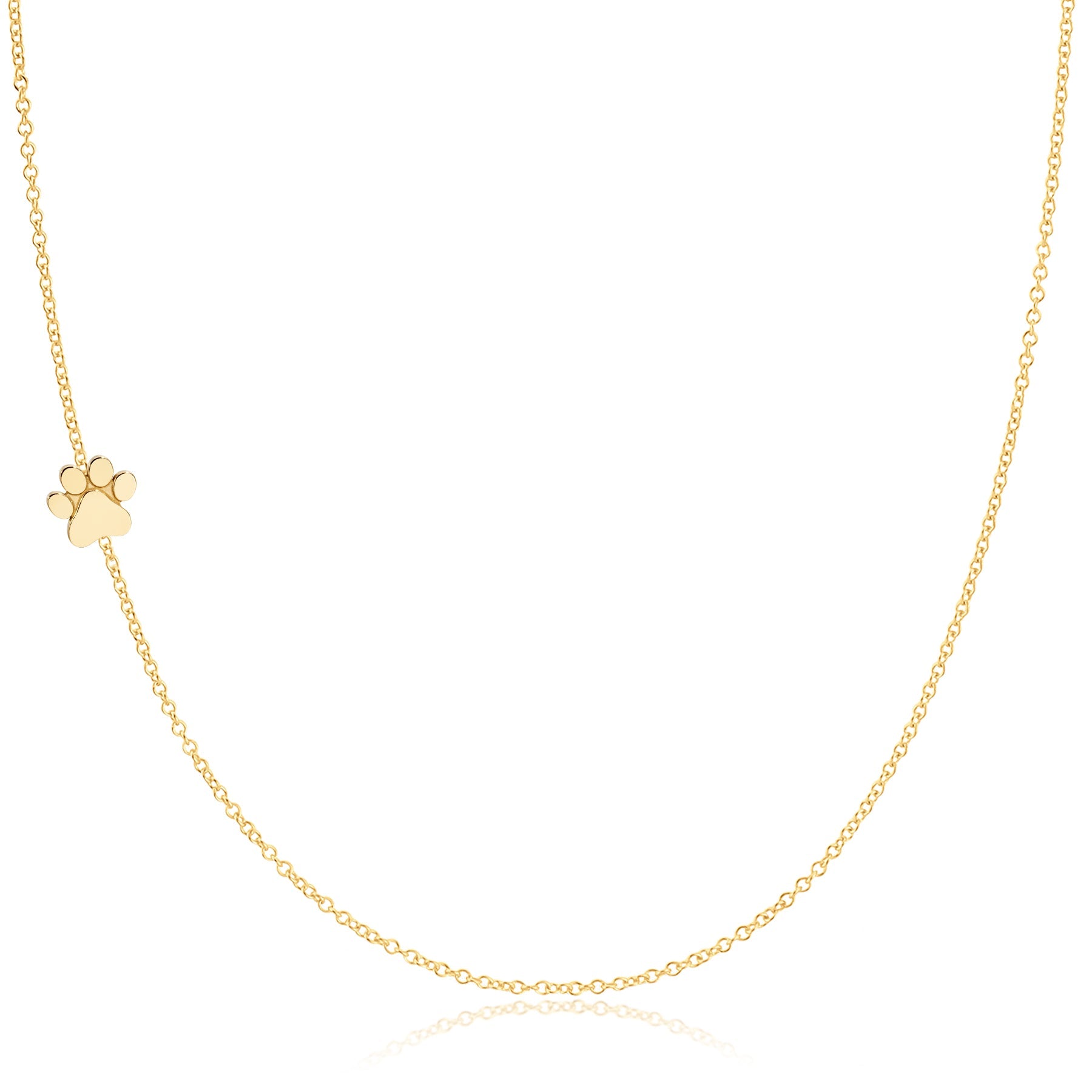 14k Gold Asymmetrical Charm Necklace - Paw