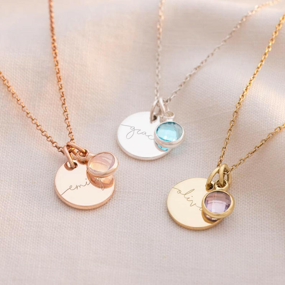 Personalised Birthstone Necklace With Your Name Brithstone Neecklace.