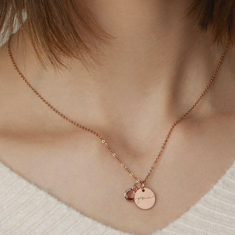 Personalised Birthstone Necklace With Your Name Brithstone Neecklace.