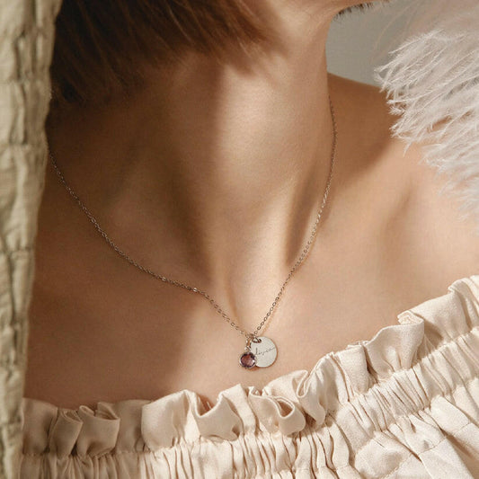 Personalised Birthstone Necklace With Your Name Brithstone Neecklace.