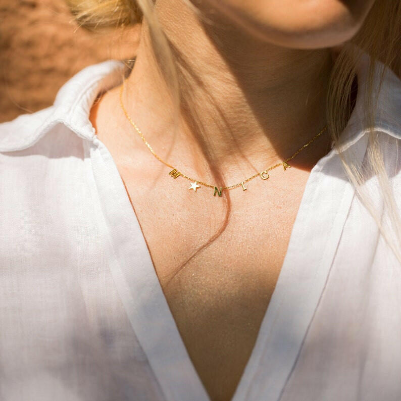 Personalized Initial Letter Name Necklace Necklace.