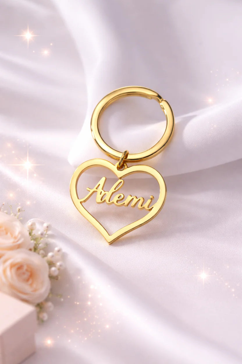 Heart Shape Name Keychain